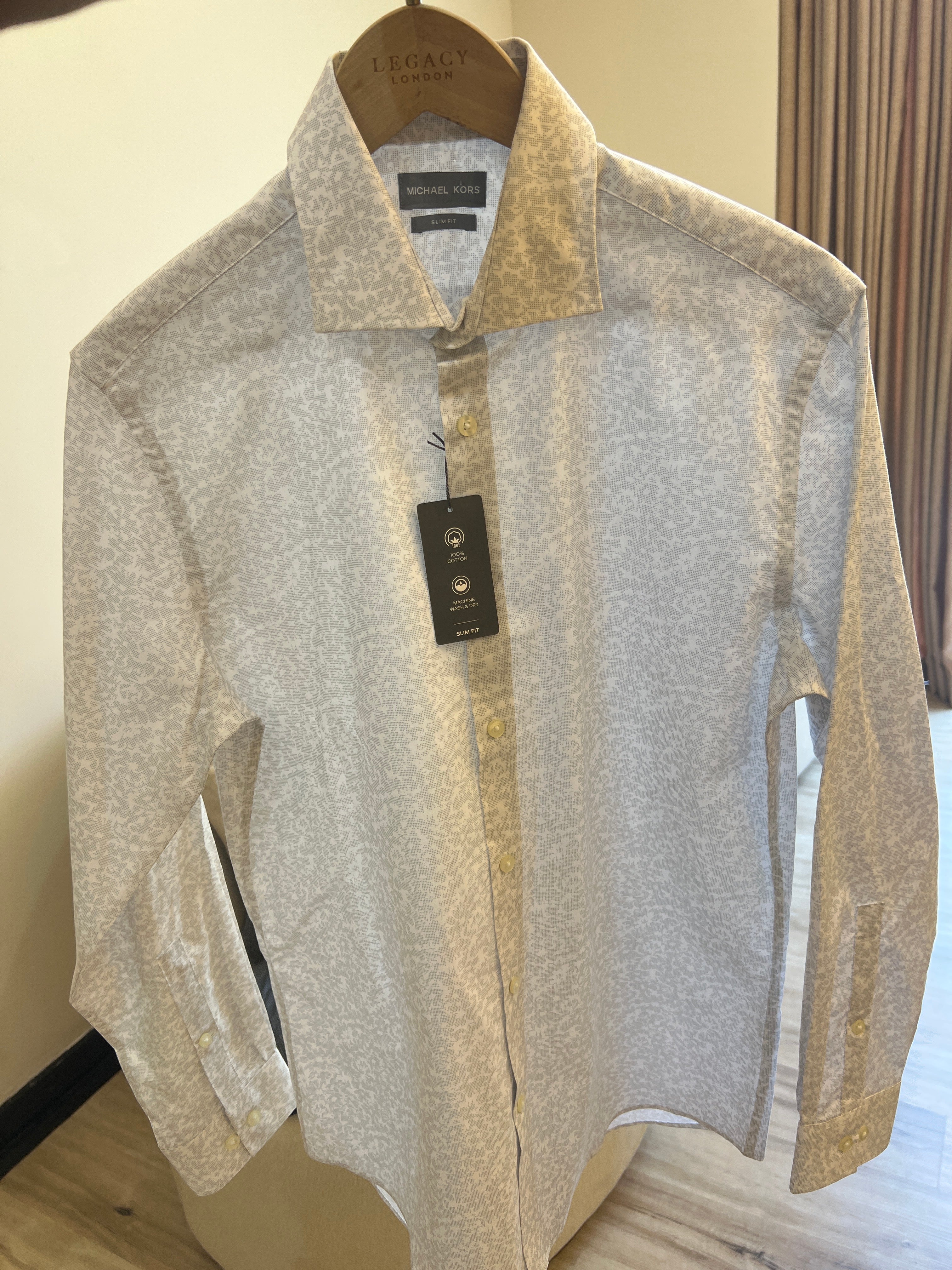 Michael Kors Men's Floral Print Long Sleeve Shirt