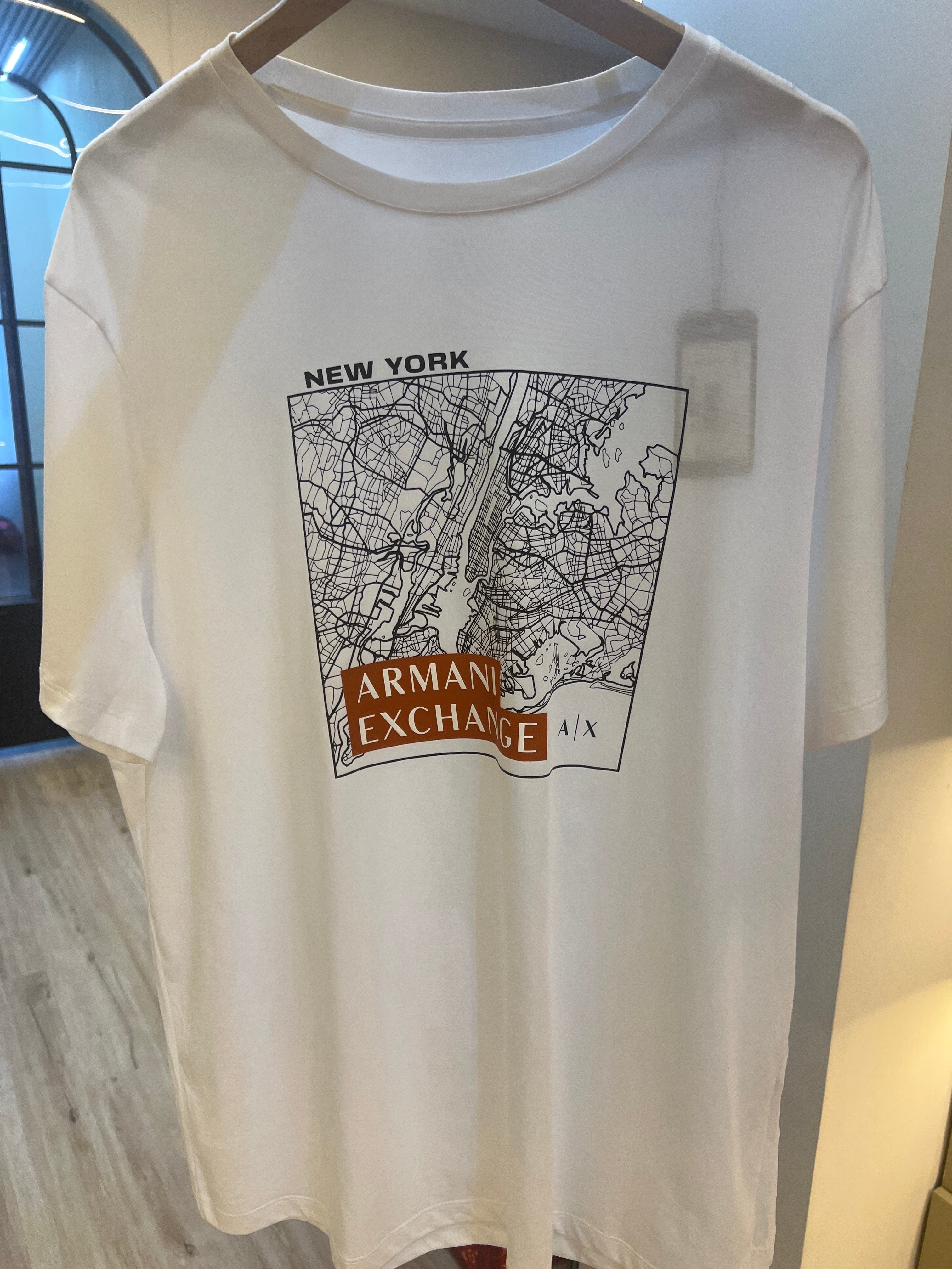 A|X Armani Exchange Men's Regular Fit City Map Pima Cotton Logo Tee
