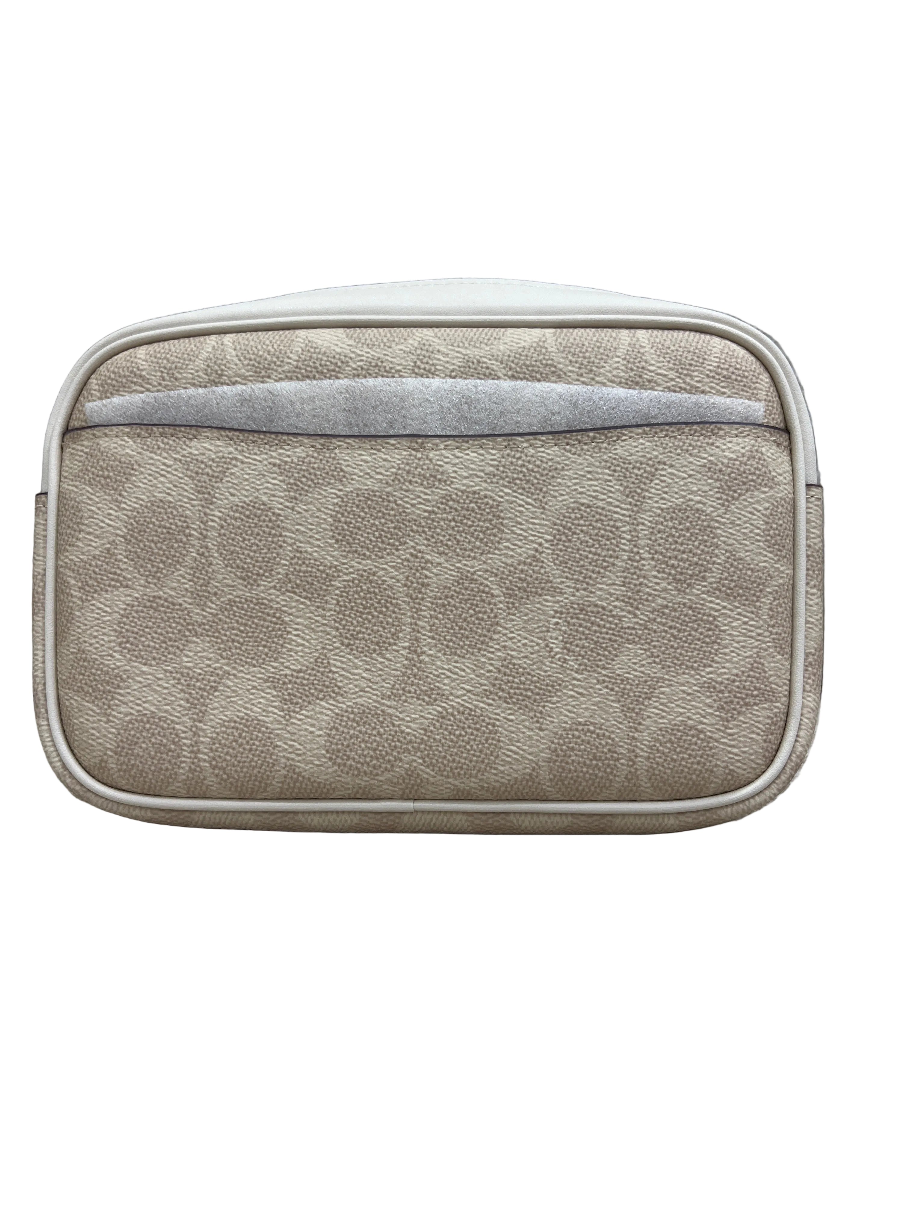 Coach Mini Jamie Camera Bag in signature coated canvas with a light khaki/chalk color scheme