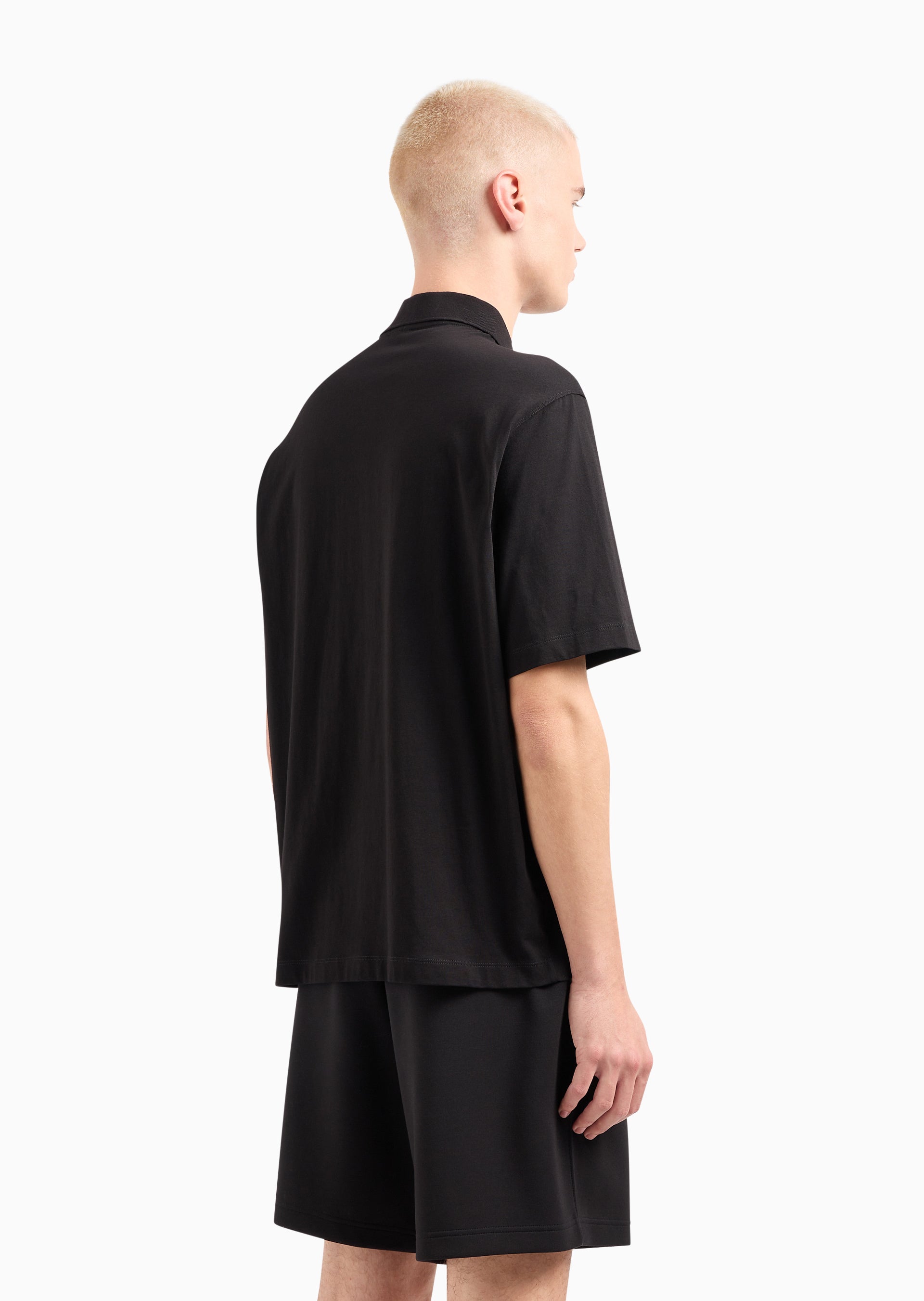 ARMANI EXCHANGE Abstract Print Black Loose Fit Jersey Polo T-Shirt M