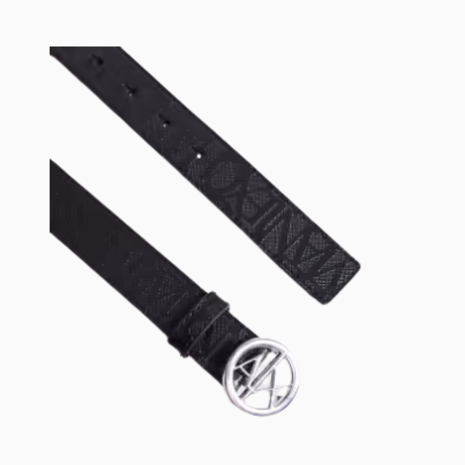 Armani Exchange logo buckle leather belt in black