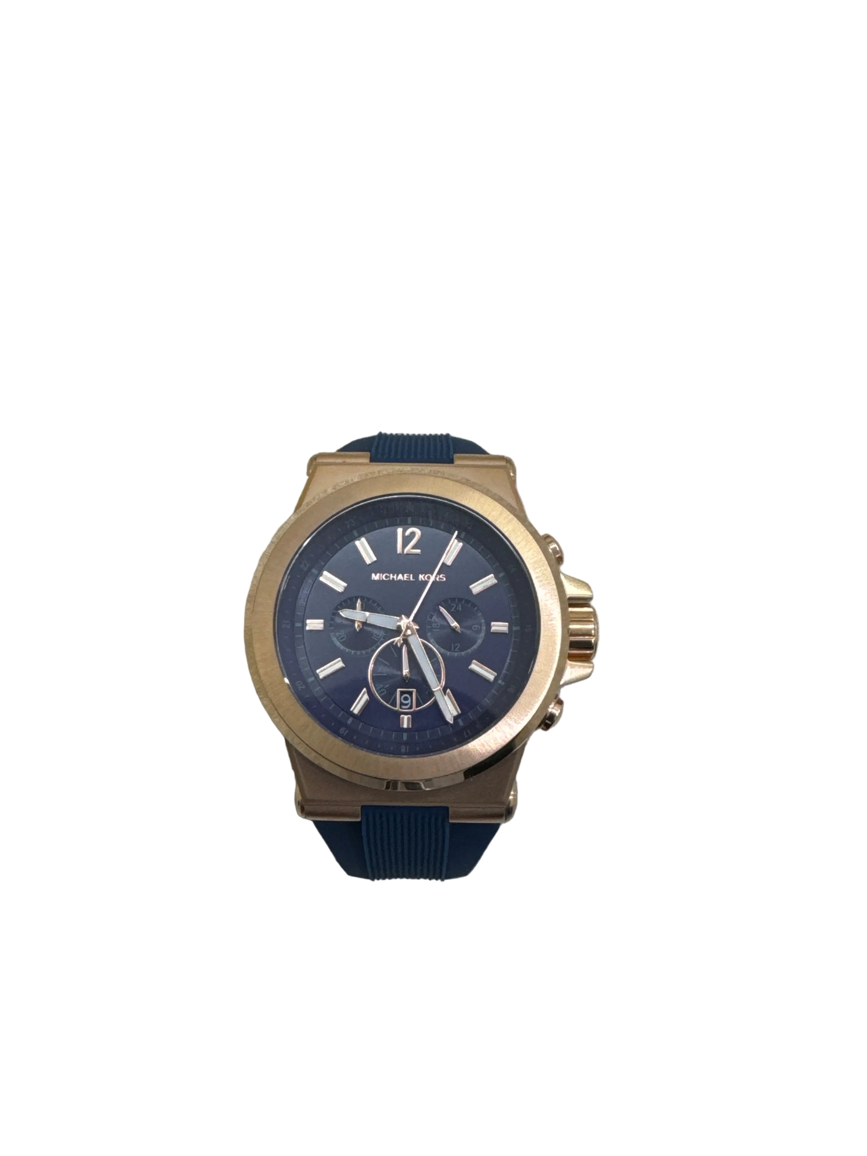 Michael Kors Dylan Men's Chronograph Watch — Blue/Rose Gold MK8295