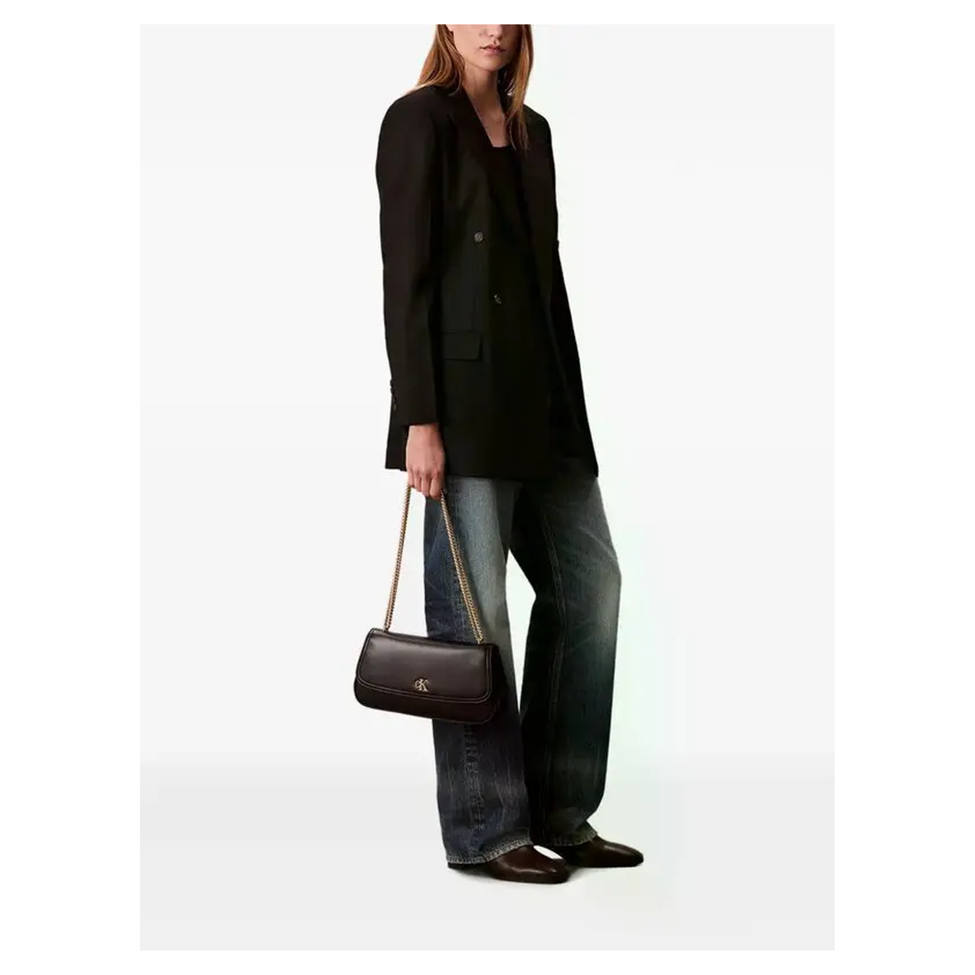 Lavishloft Source Repair Row 21 — Calvin Klein Chain Strap Logo Plaque Shoulder Bag Black — image 2