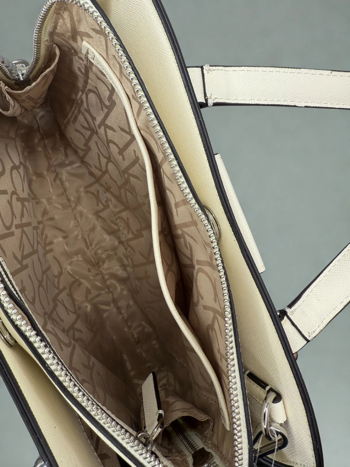 Calvin Klein Signature Beige Satchel Shoulder Bag