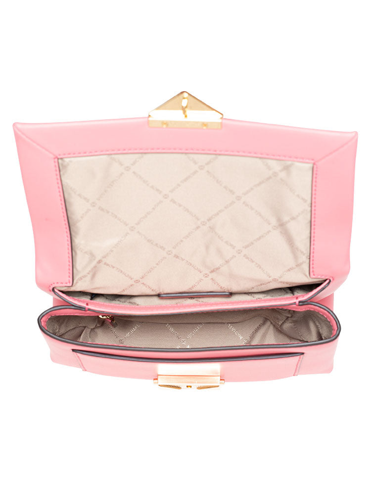 Cece Medium Flap Leather Shoulder Bag Tea Rose