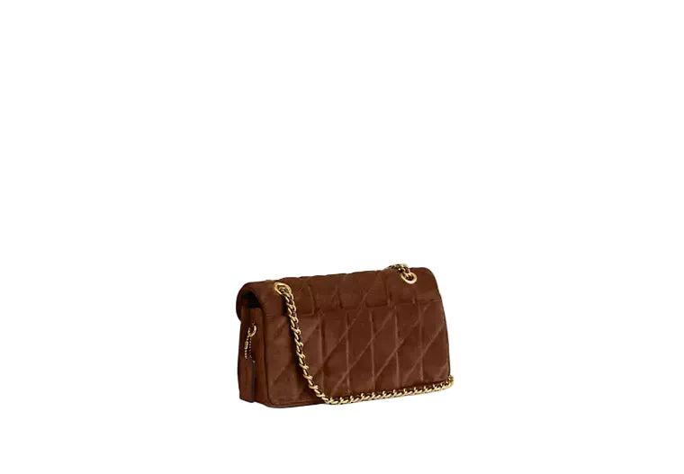 Coach Quilted Tabby 26 shoulder bag in suede with a gold-tone logo hardware and a chain strap