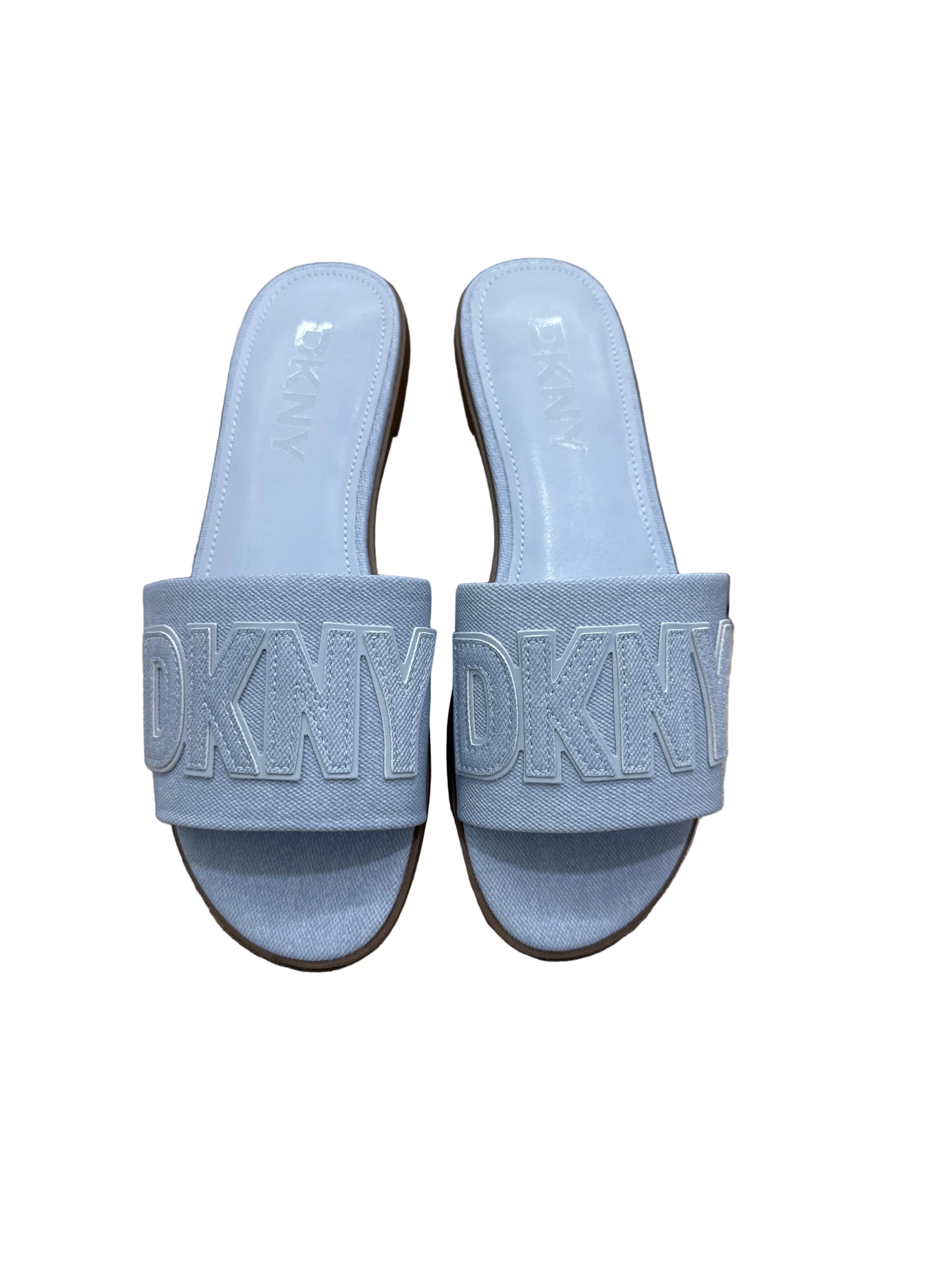 DKNY Willow Flat Slide Sandals — Celeste Blue