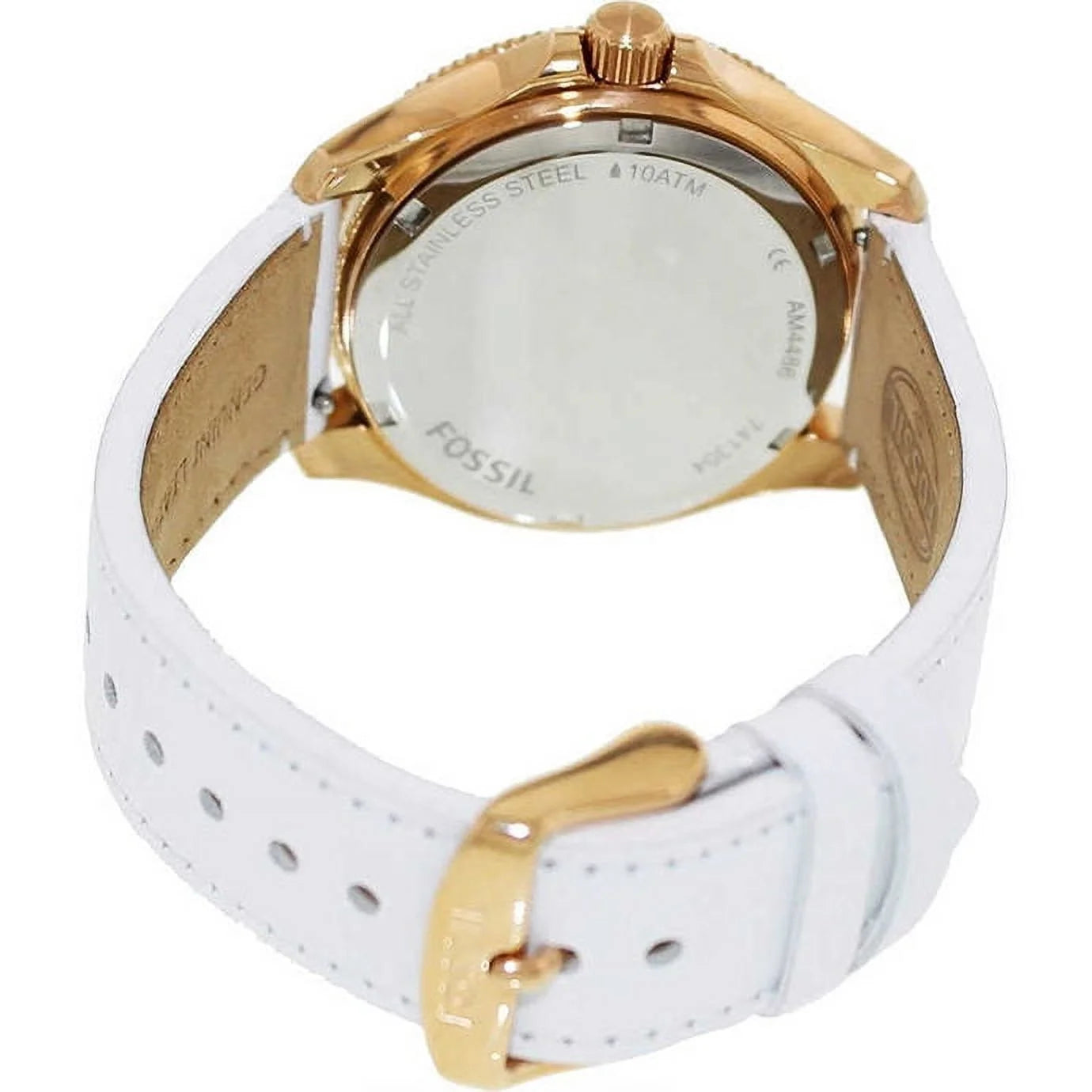 Fossil Cecile Rose gold White Leather Quartz Watch AM4486
