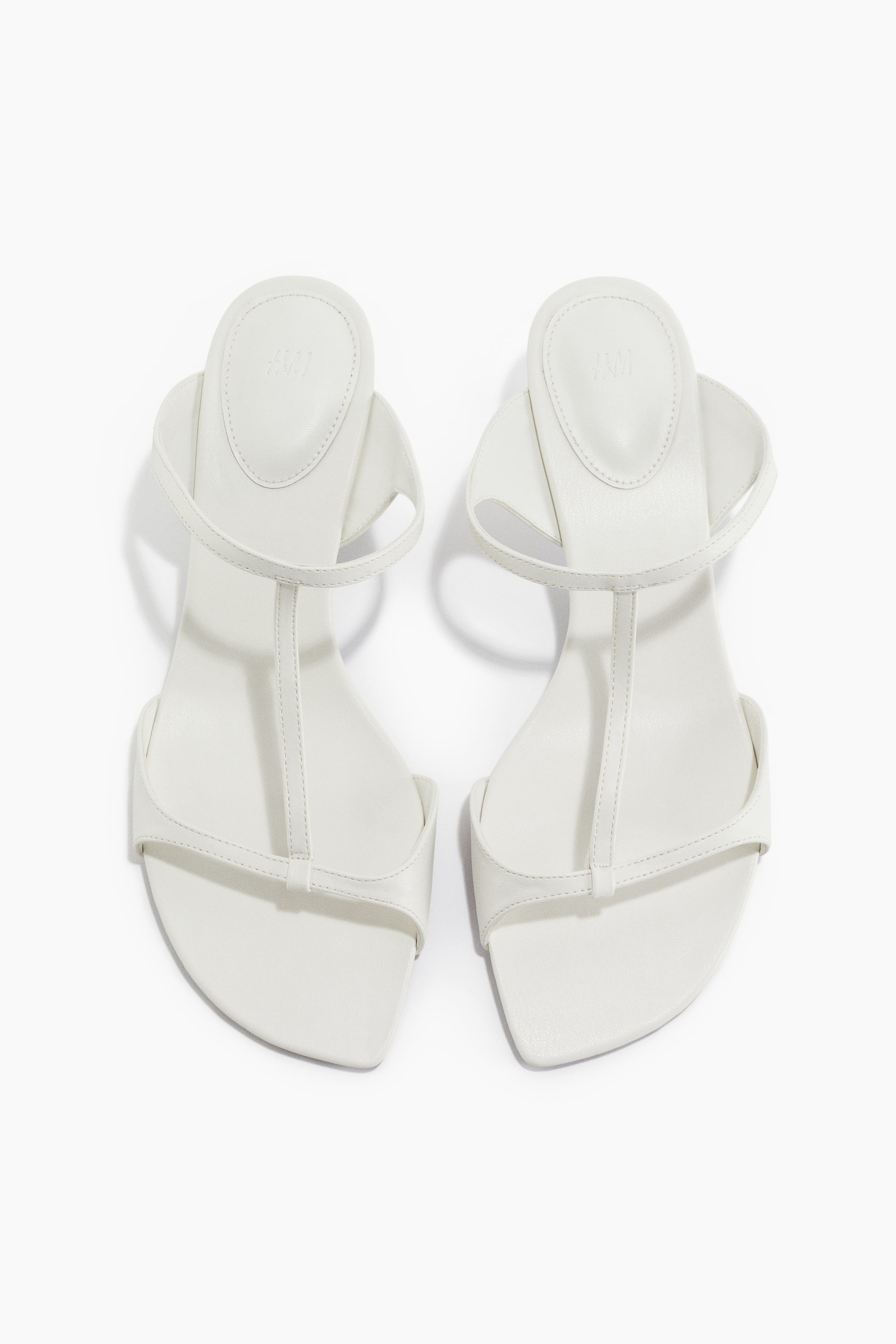 H&M T-Strap Heeled Sandals — White