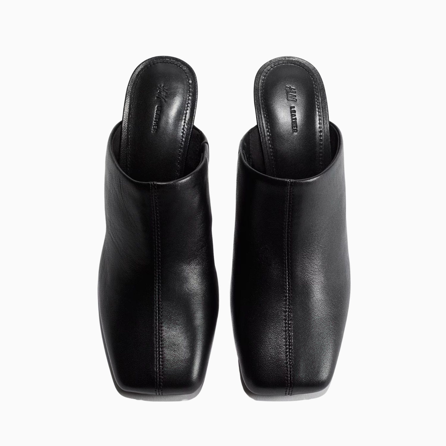 H&M Leather Heeled Mules — Black