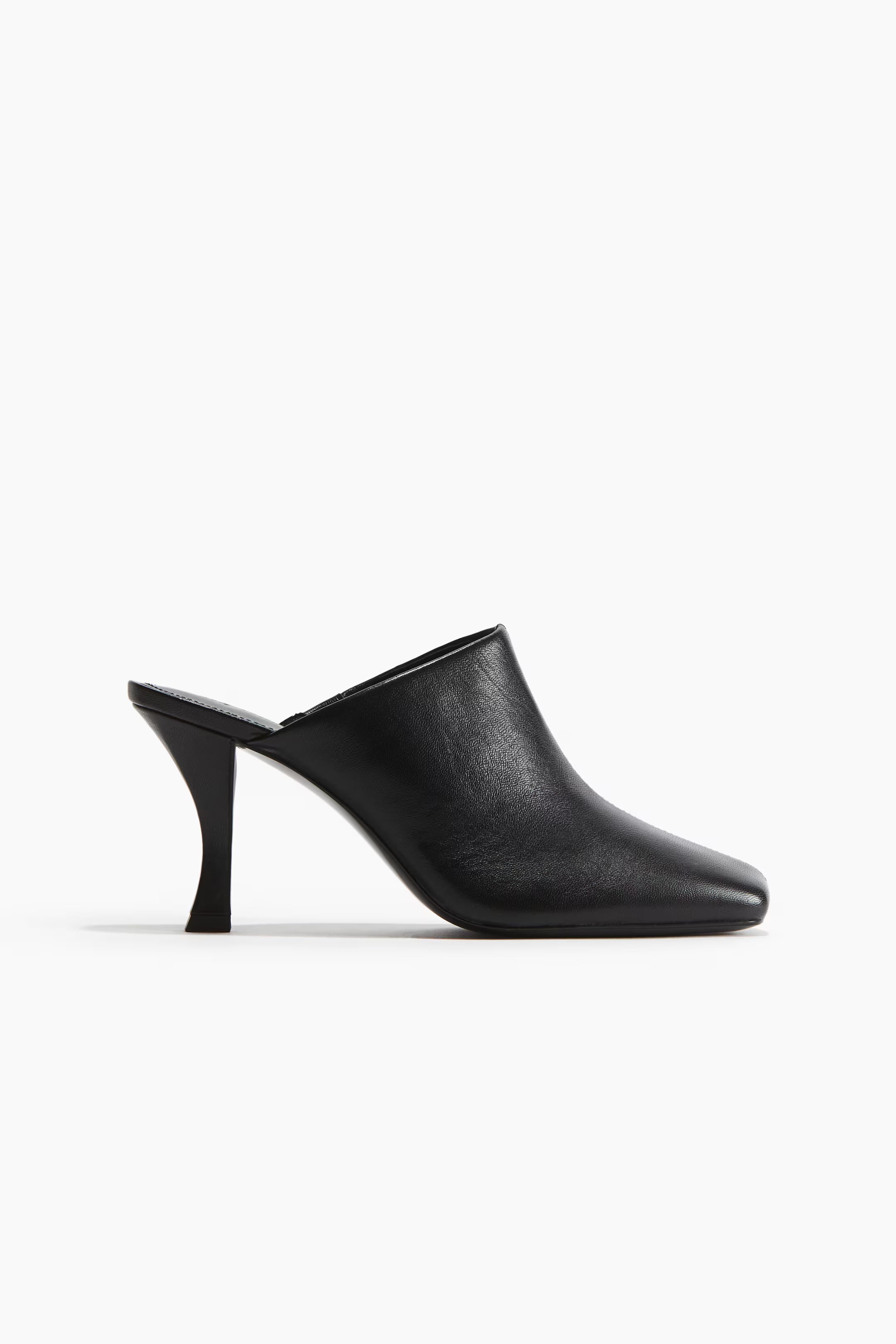H&M Leather Heeled Mules — Black