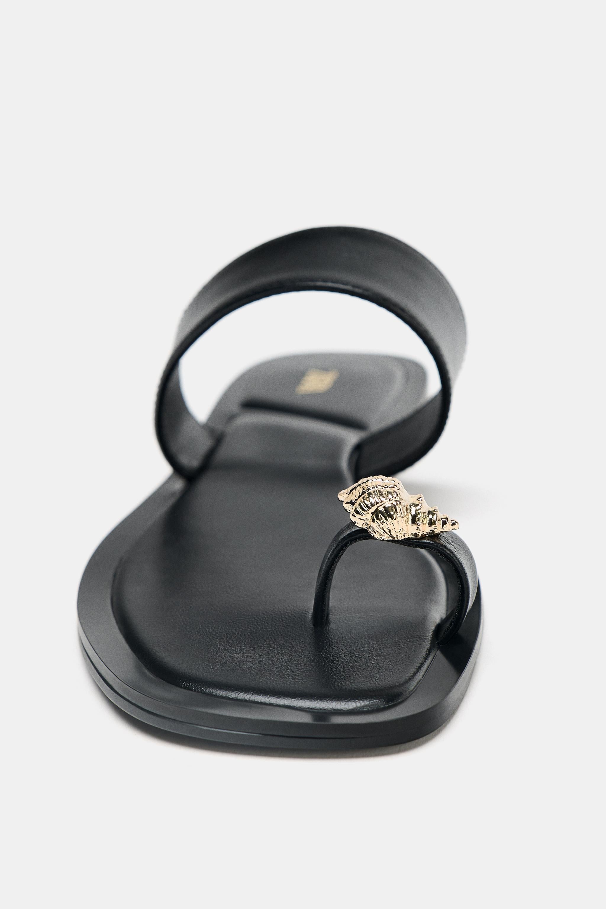 Black leather Zara sandals