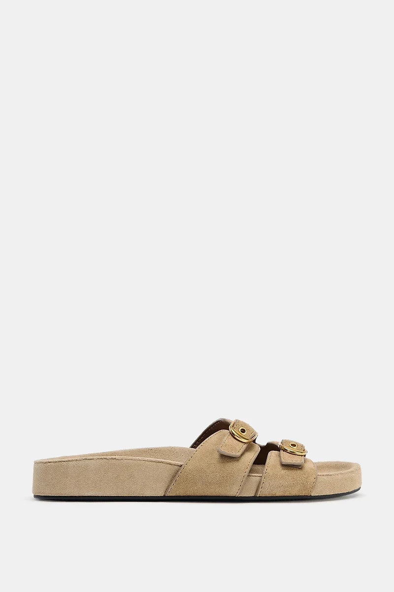 Zara split suede buckle sandals
