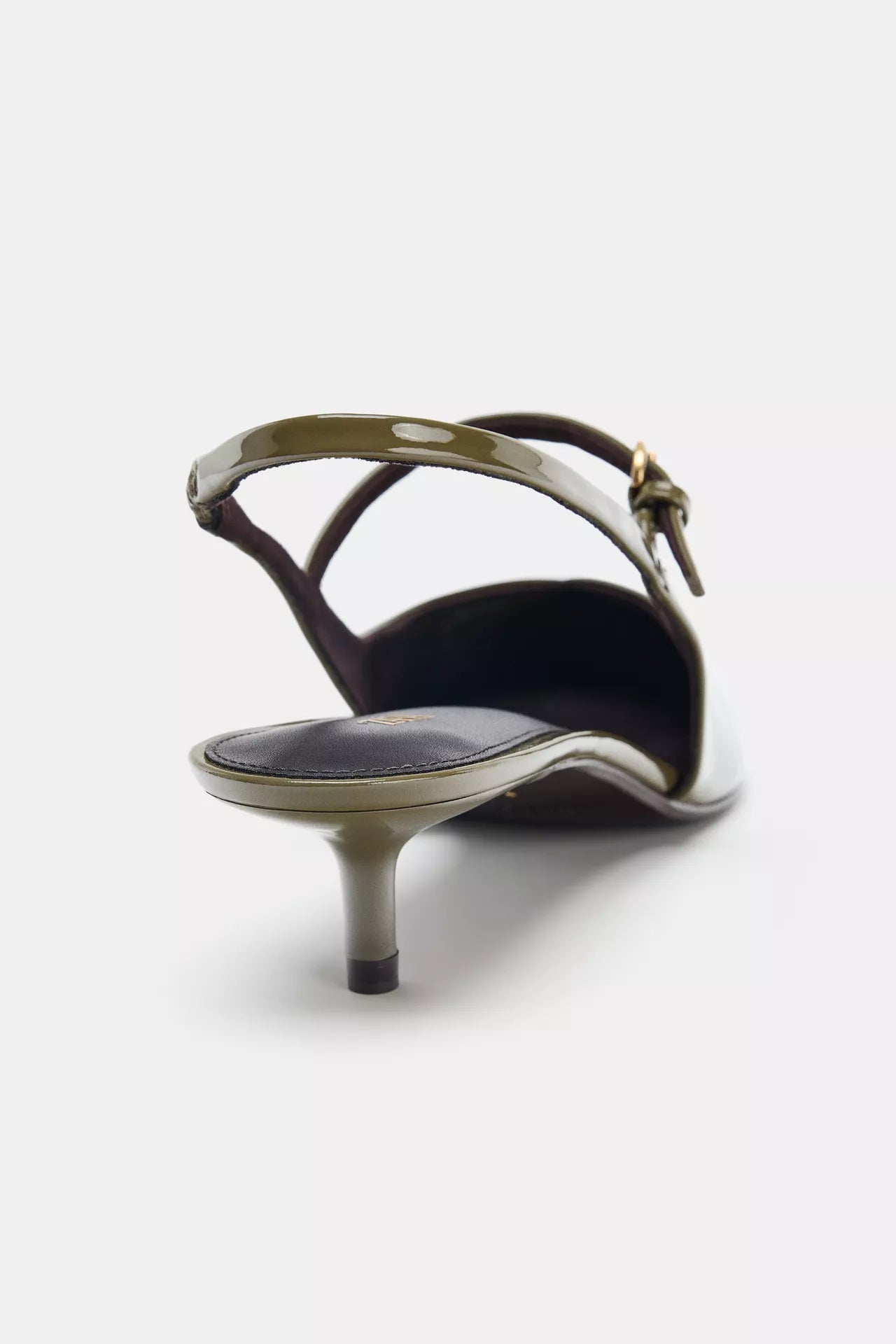 Zara olive green pointed slingback kitten heels