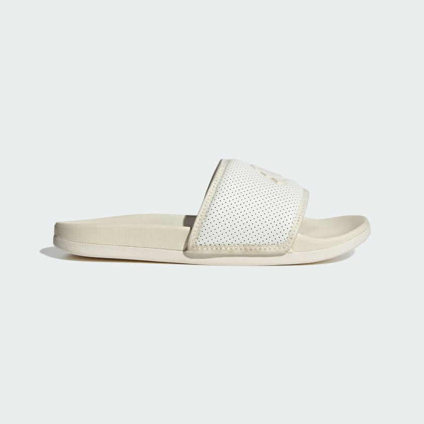 Adidas Adilette Comfort Slides in the white or off-white colorway