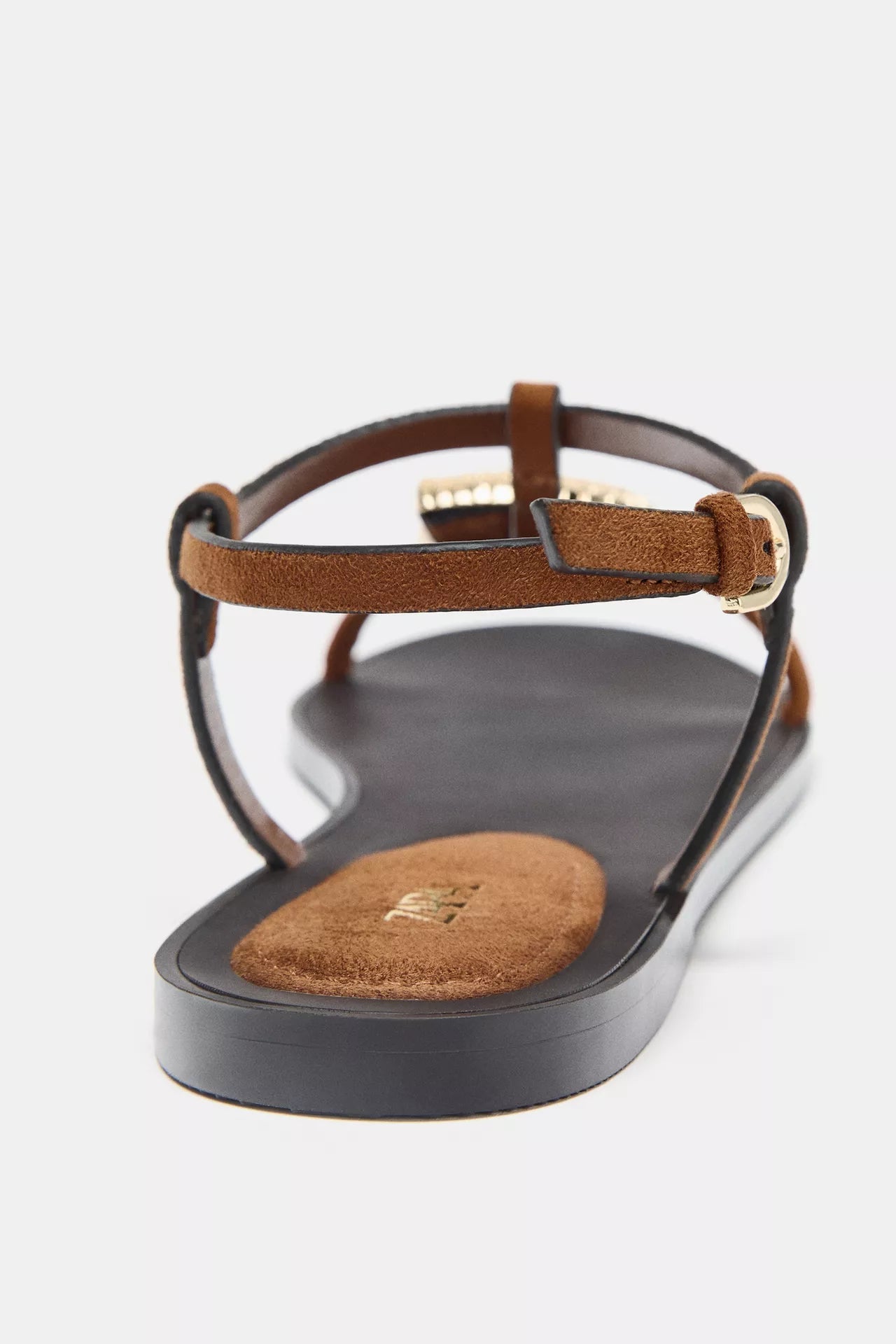Zara brand brown flat toe-ring sandals
