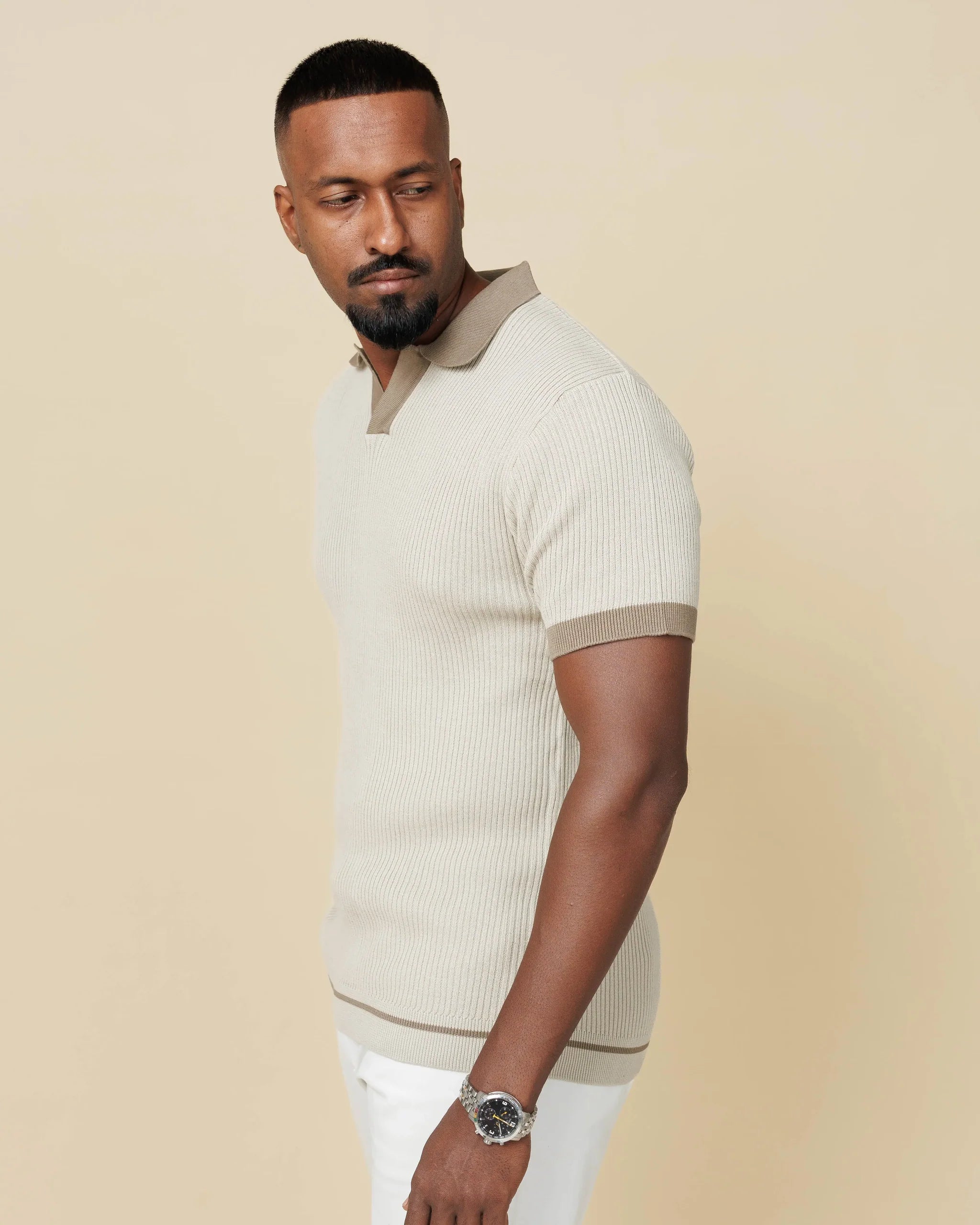 LCY Contrast Johnny Collar Polo