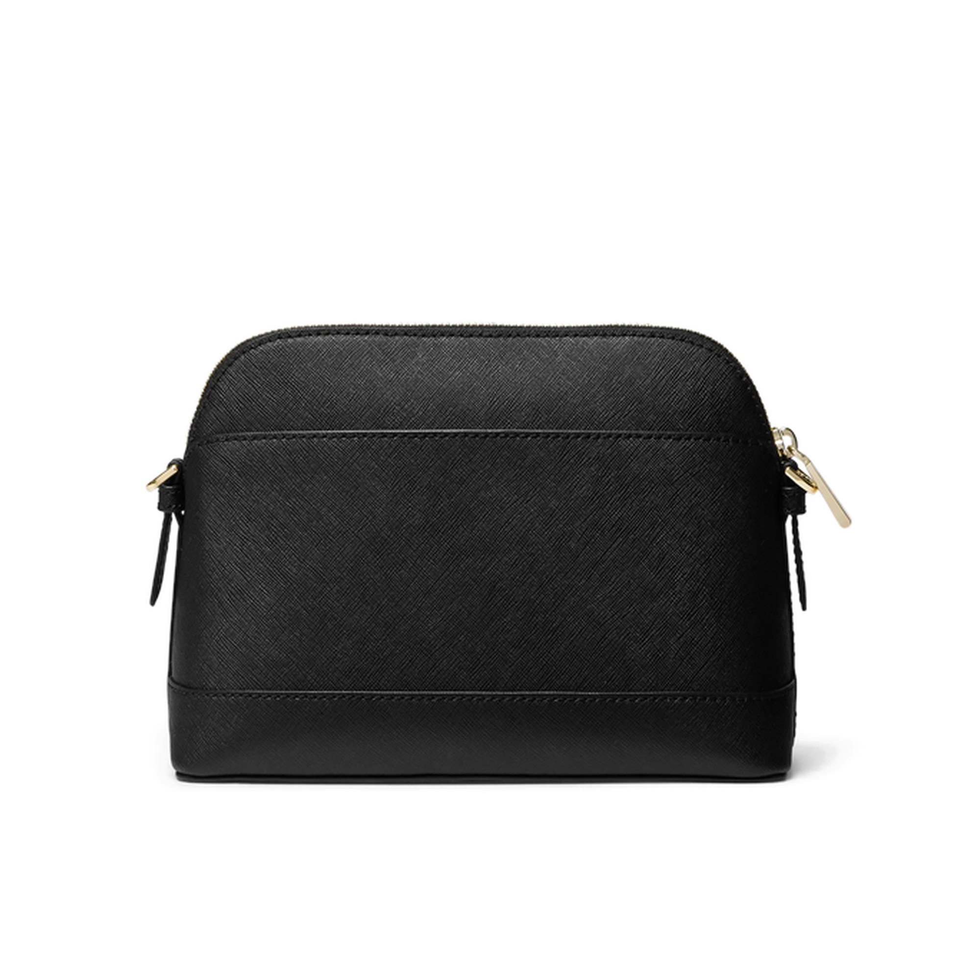 Large Saffiano Leather Dome Crossbody Bag Black Lavishloft Reference Framing 5 — rear view