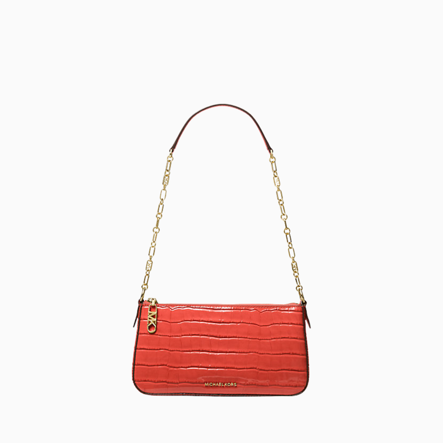 21 MICHAEL Michael Kors Empire Croc-Embossed Pouchette Shoulder Bag - Coral
