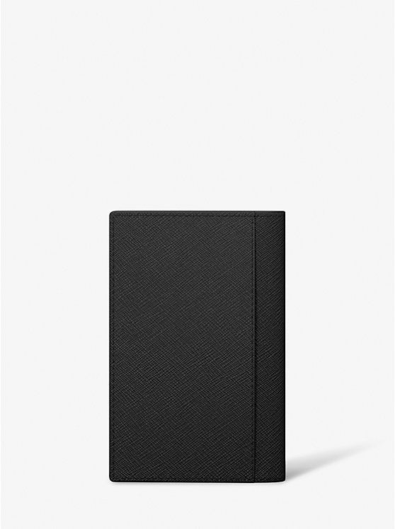 Michael Kors Saffiano Leather Passport Case and Luggage Tag Gift Set — Black