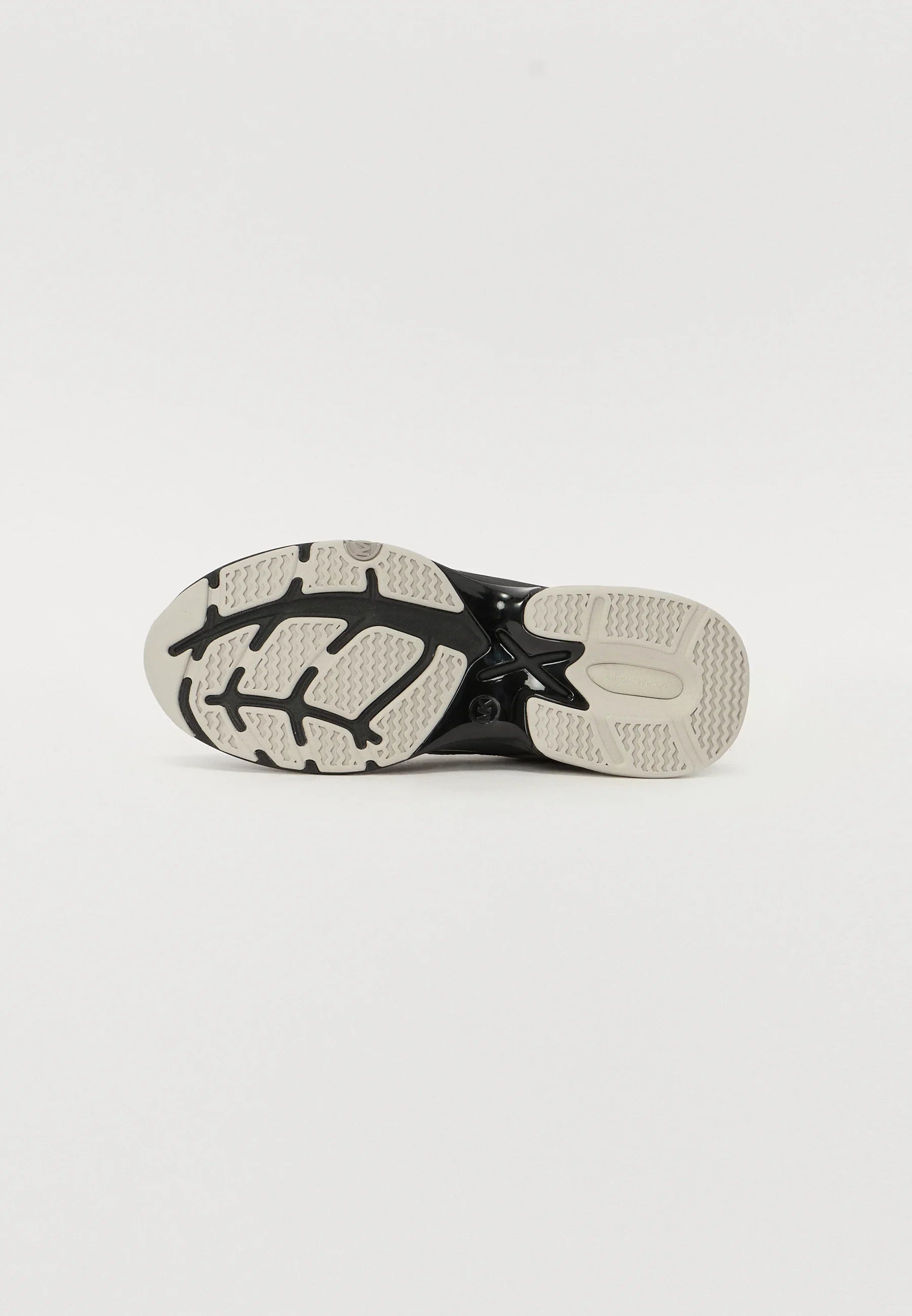 Michael Kors Leo Mixed-Media Trainer — Black/Taupe