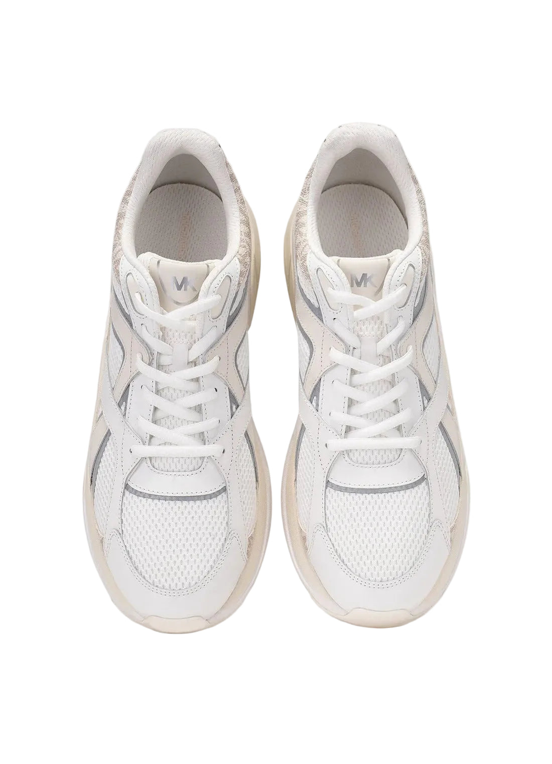 Michael Kors Leo Mixed-Media Trainer — Vanilla Combo