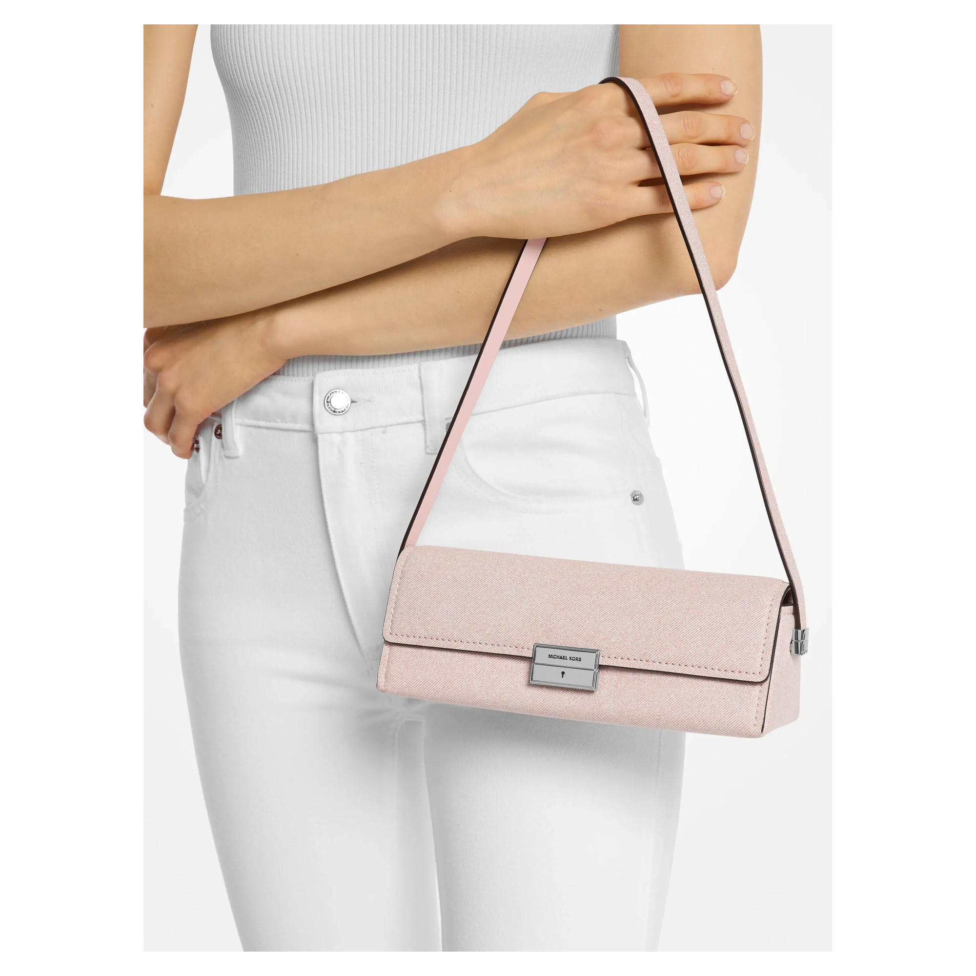 Lavishloft Official Repair Pending Batch 7 Row 153 — Michael Kors Ludlow Small Denim Printed Leather Convertible Pochette — image 4