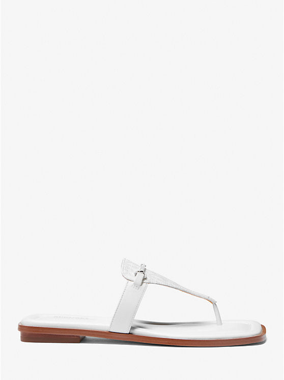 Michael Kors Lena Signature Logo and Leather T-Strap Sandal