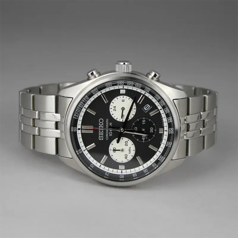 Seiko Sport Chronograph Men's Watch — Black/Silver SSB429P1