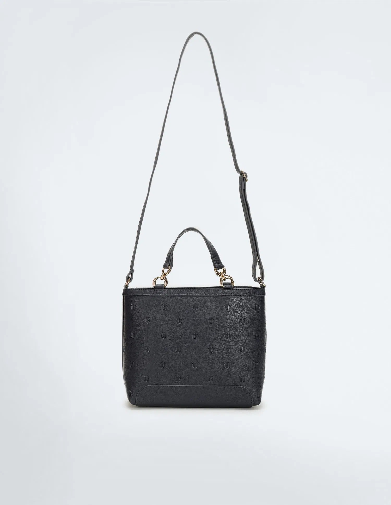 black Tommy Hilfiger TH monogram tote bag with top handles