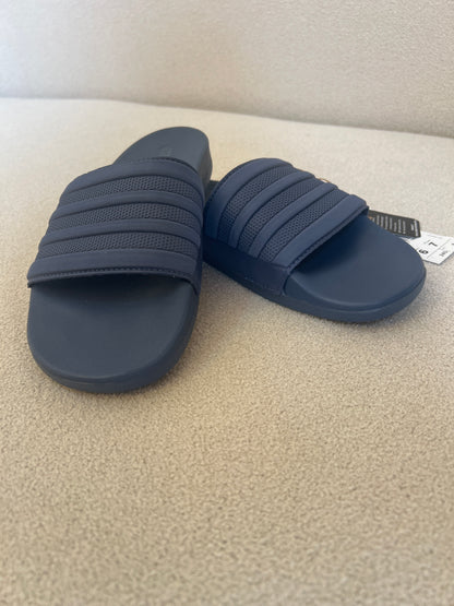 Adidas Adilette Comfort Slides in a blue colorway