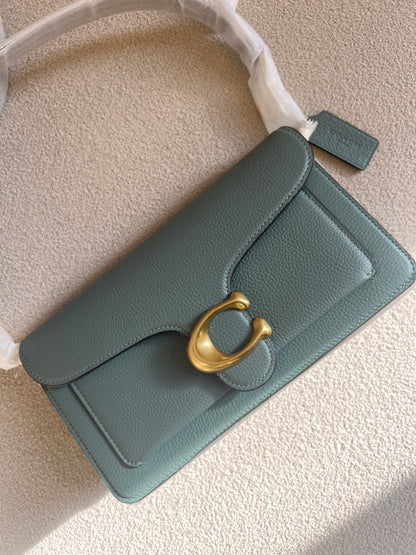 Coach Tabby Chain Clutch in Sage Green polished pebble leather