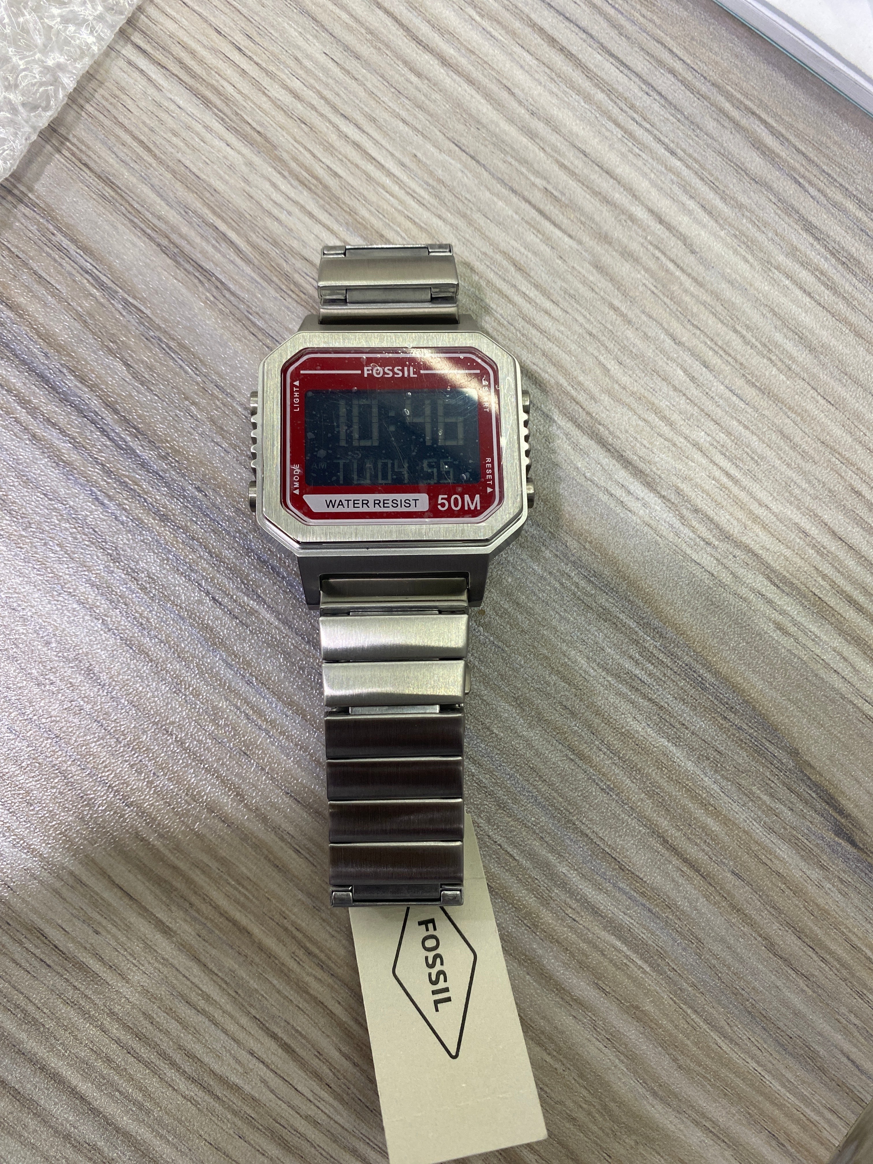 Fossil Men’s slater digital watch red/silver