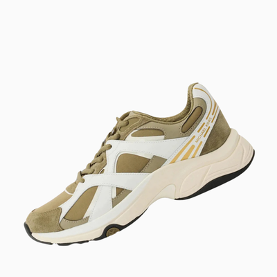 Michael Kors Leo Mixed-Media Trainer — Safari Green