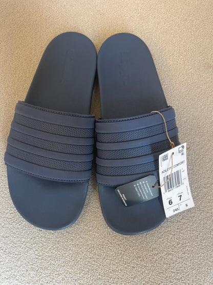 Adidas Adilette Comfort Slides in a blue colorway