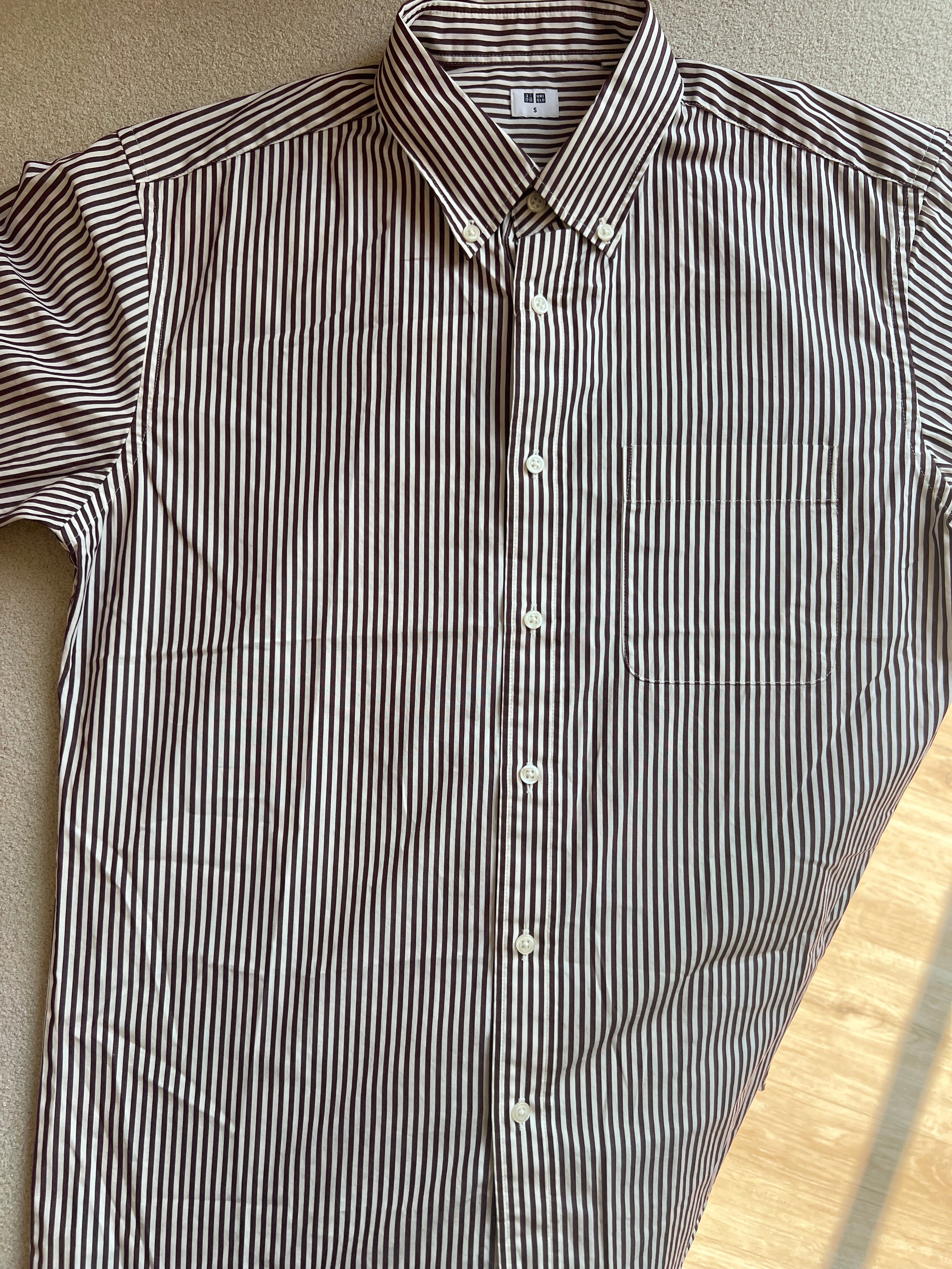 Uniqlo men's striped broadcloth long-sleeve shirt