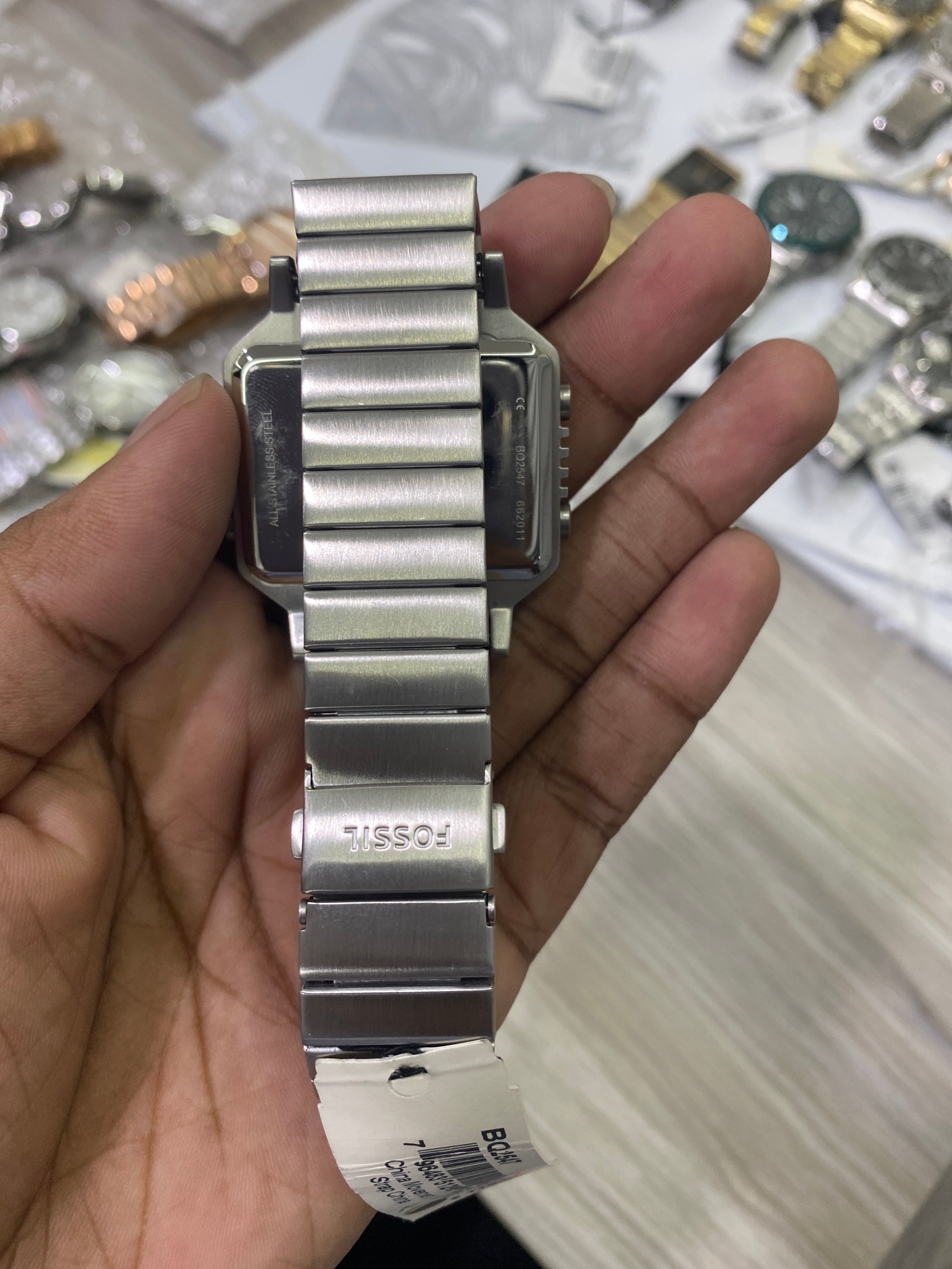 Fossil Men’s slater digital watch red/silver