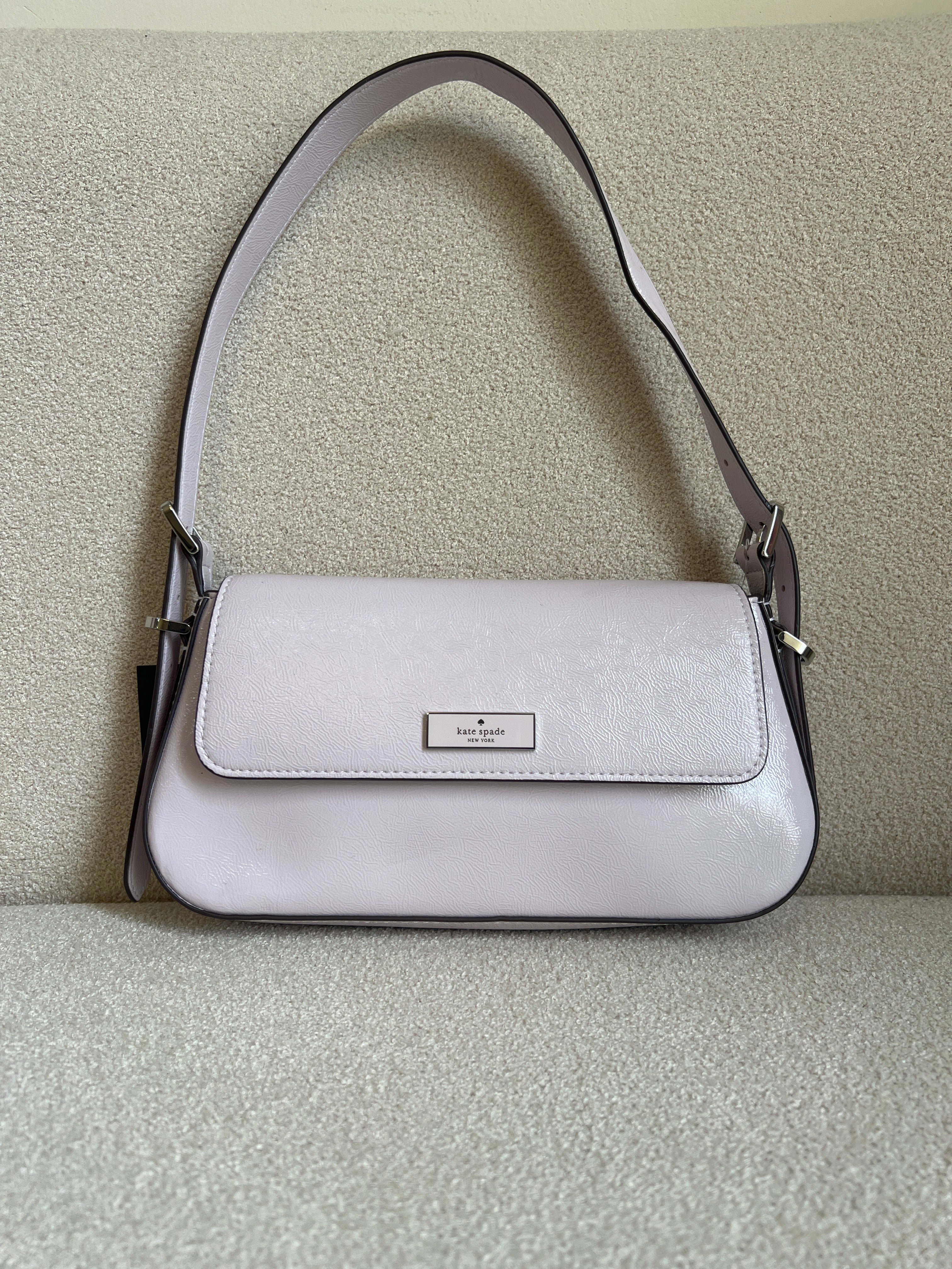Kate Spade Bridget Small Flap Shoulder Bag in a crinkle patent leather finish