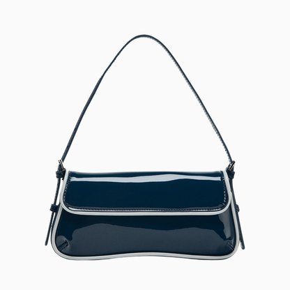 CONTRAST PATENT-EFFECT SHOULDER BAG