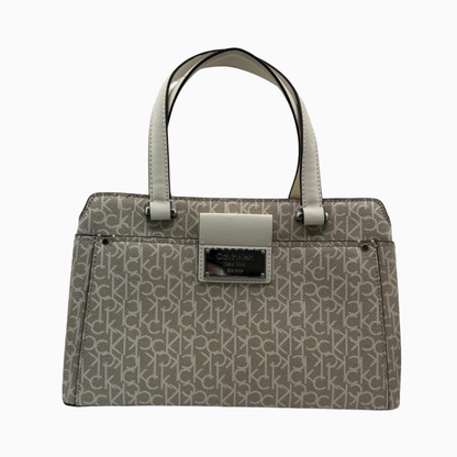 Calvin Klein Signature Beige Satchel Shoulder Bag