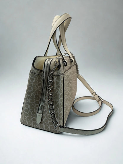 Calvin Klein Signature Beige Satchel Shoulder Bag