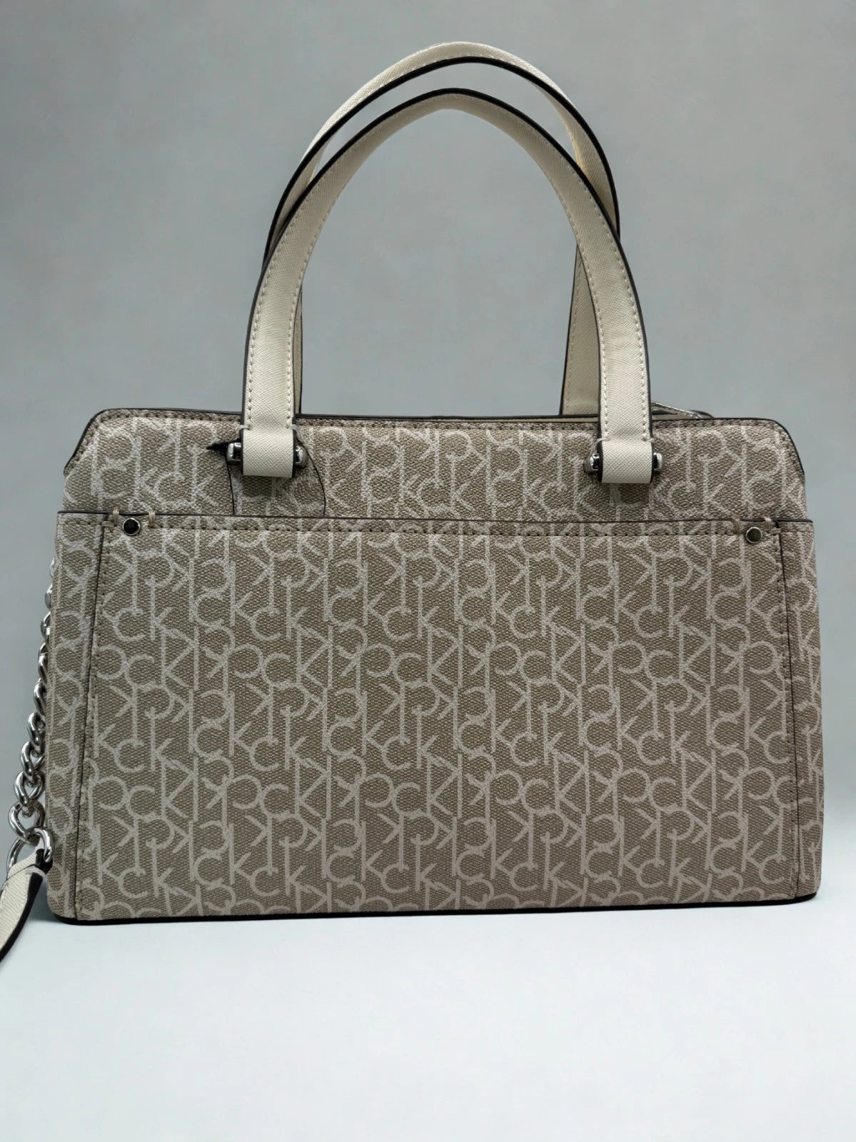 Calvin Klein Signature Beige Satchel Shoulder Bag