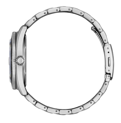 Citizen Men's Eco-Drive Silver Date Indicator Orange Dial Watch 43 MM