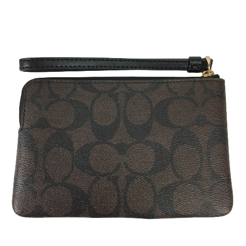 Coach Corner Zip Wristlet in Signature coated canvas and smooth leather