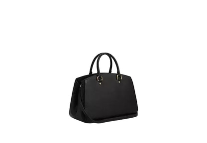 Coach Mini Lillie Carryall satchel in black crossgrain leather with gold-tone hardware
