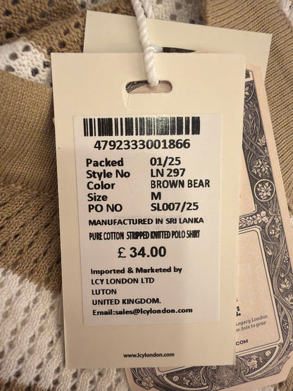 LCY Pure Cotton Stripped Knitted Polo Shirt