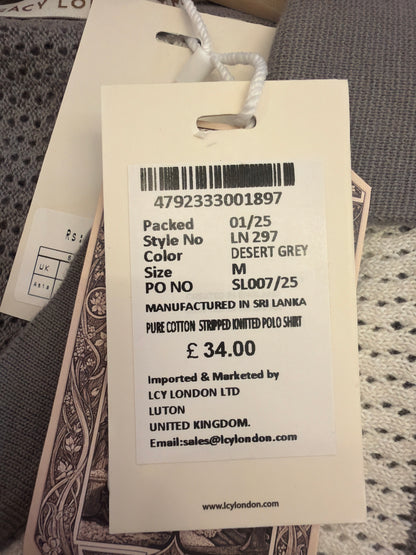 LCY Pure Cotton Stripped Knitted Polo Shirt