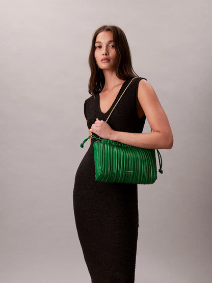 Drawstring Plisse Crossbody Bag