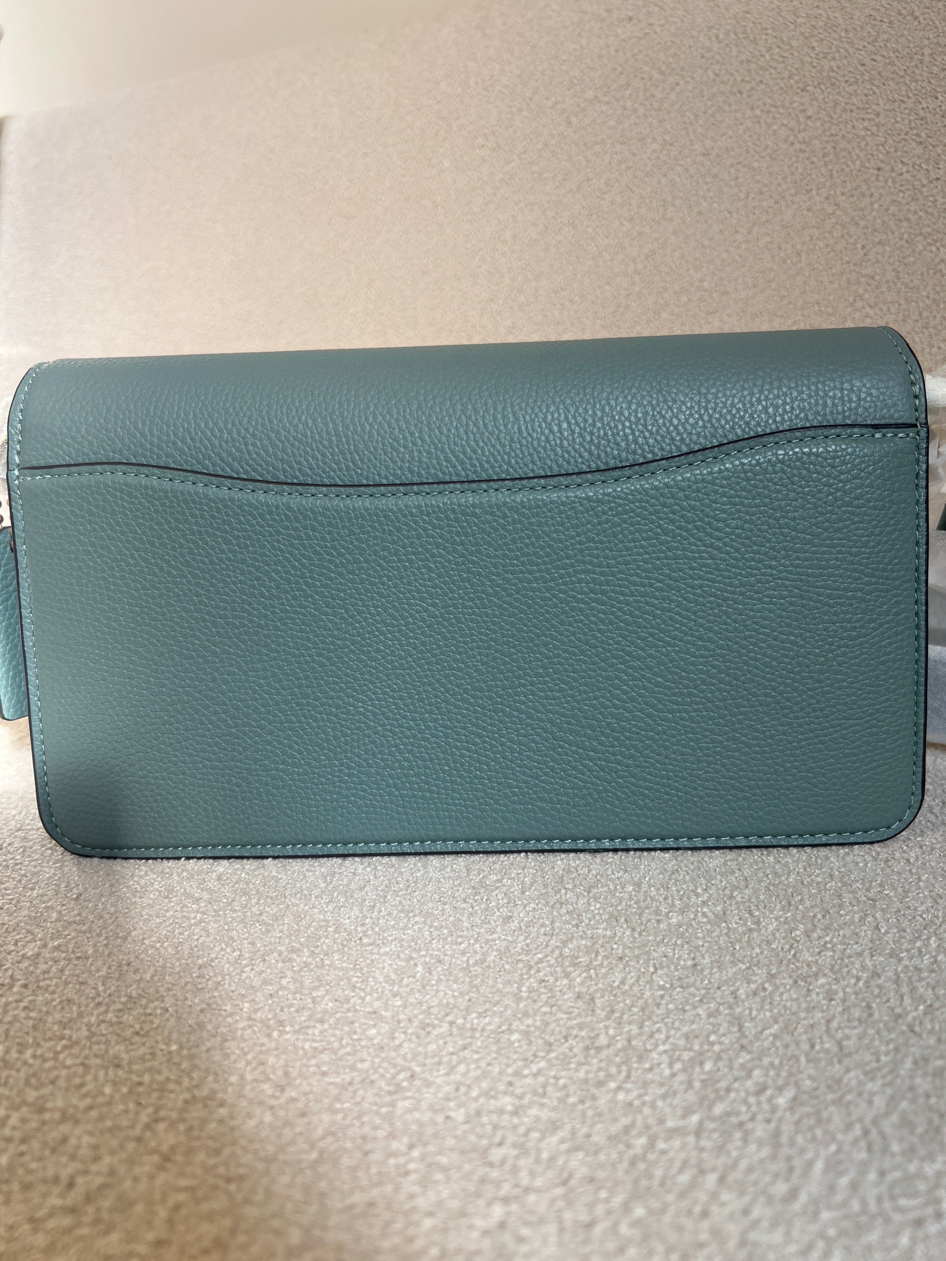 Coach Tabby Chain Clutch in Sage Green polished pebble leather