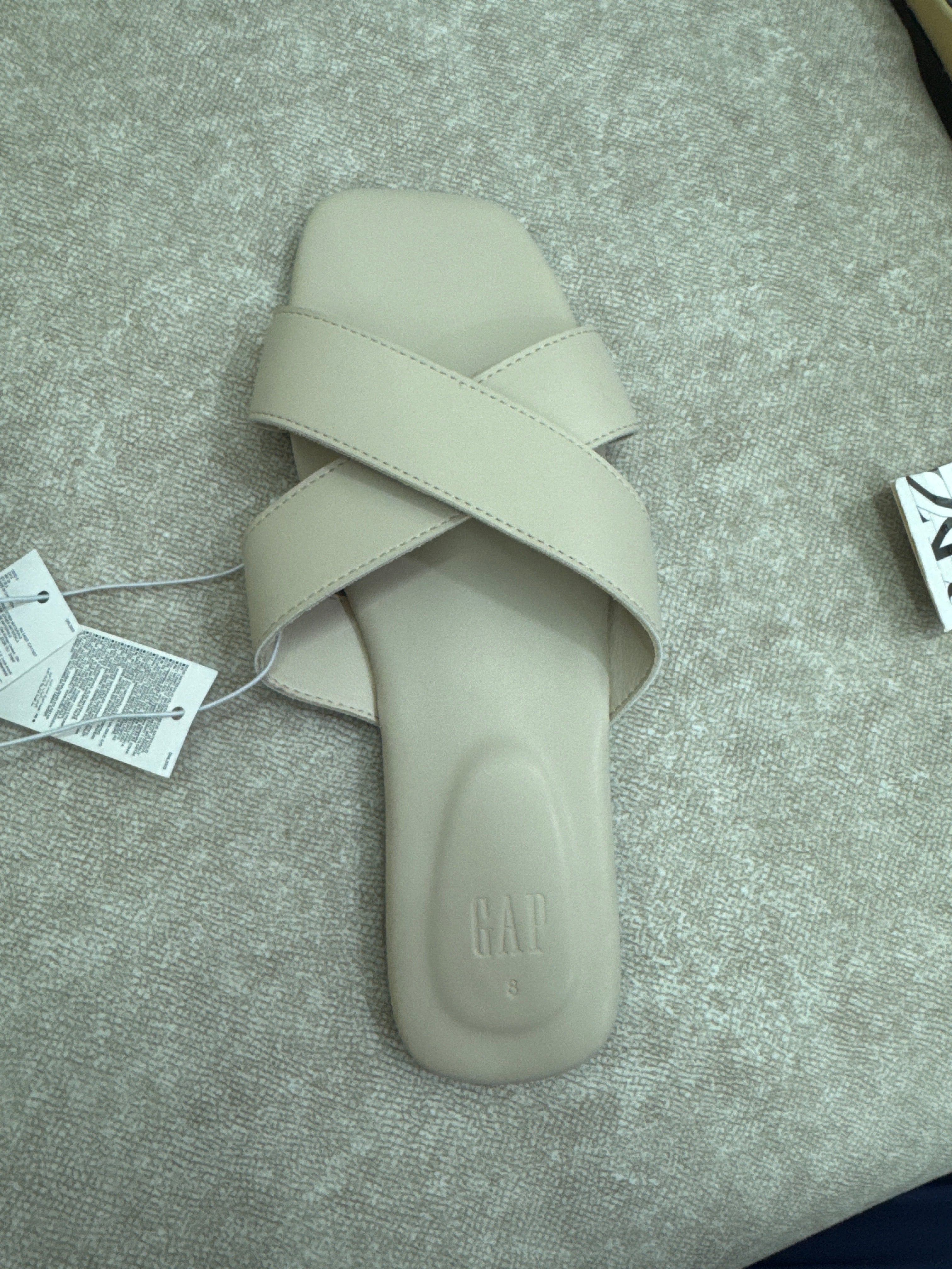 beige crossover strap sandals are the Gap Criss-Cross Sandals